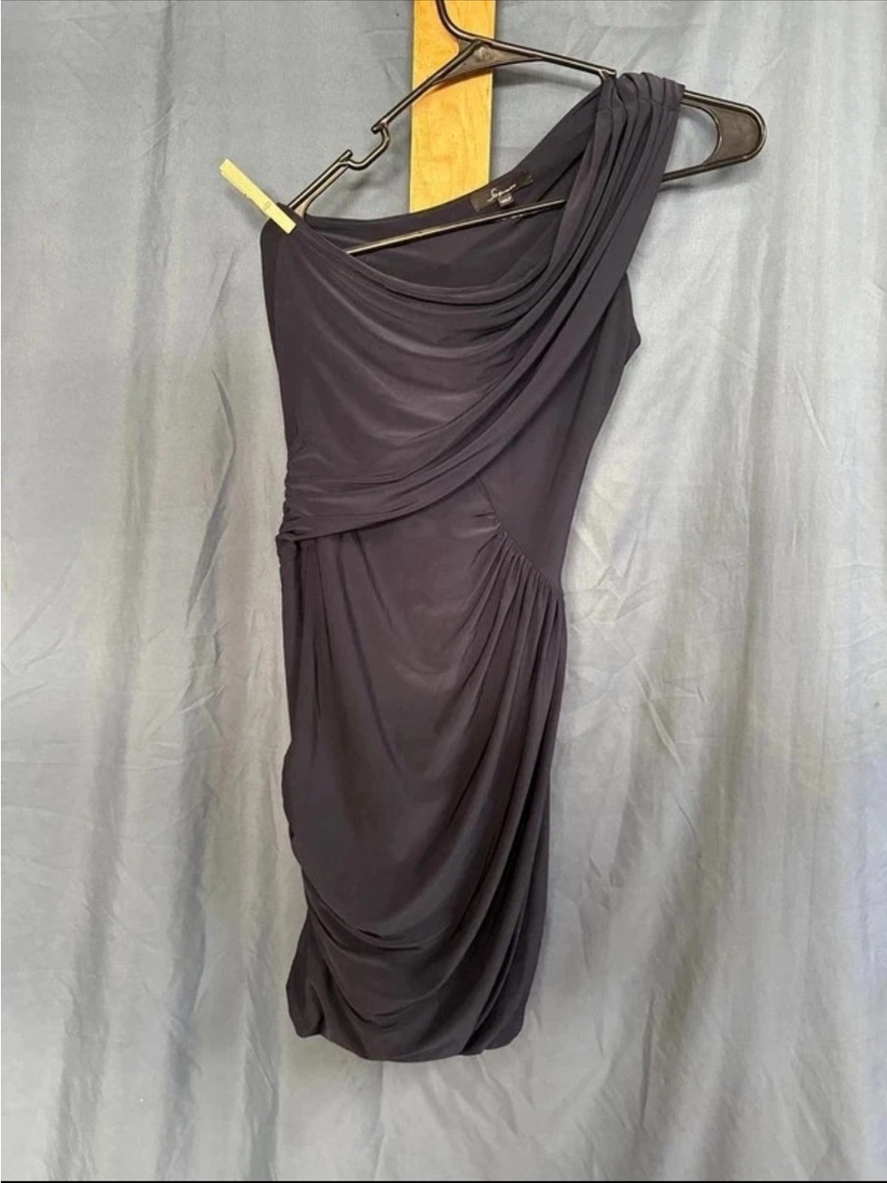 Soprano One-Shoulder Drape Cocktail Dress - Black
